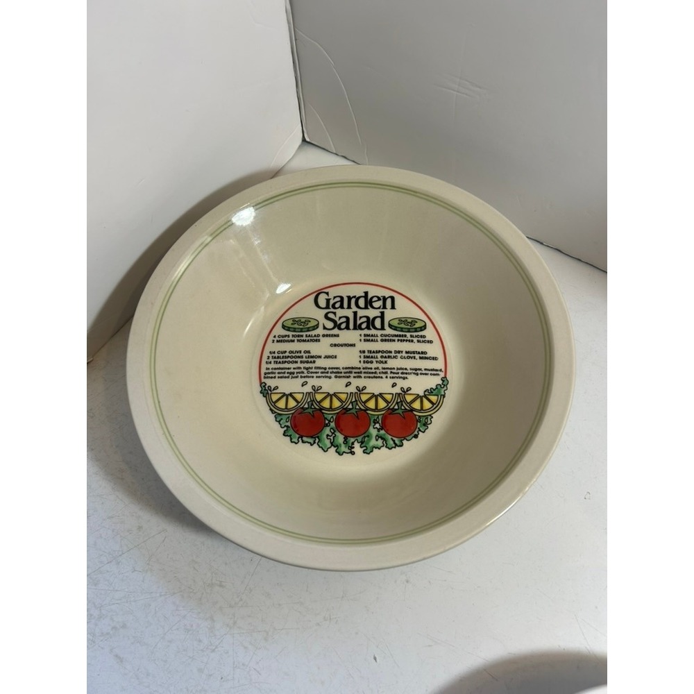 Mount Clemens Pottery Garden Salad Recipe Bowl Vintage Stoneware Large Serving